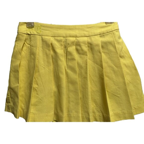 Mea Culpa Yellow Linen Cotton Pleated Mini Skirt Size Small Preppy Young Summer - Picture 9 of 10